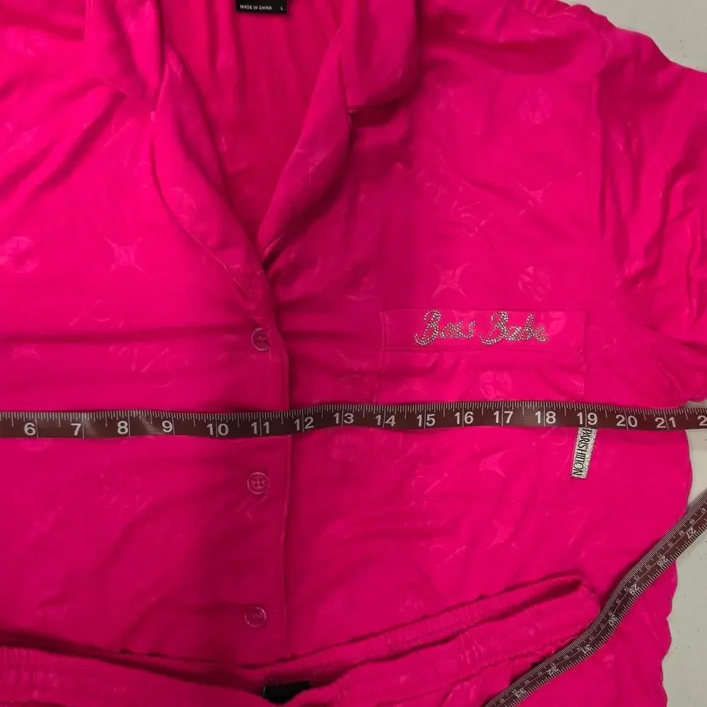 Paris hilton pink satin pajama